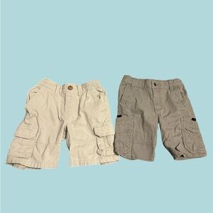 Kids Cargo Shorts Set - Cream and Gray